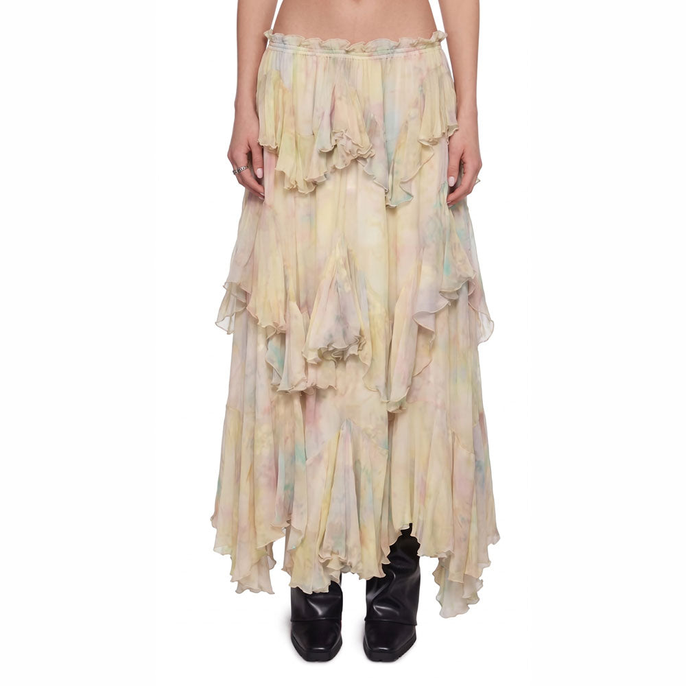 Tiered Ruffle Maxi Skirt – Sheer Layered Bohemian Flow Skirt