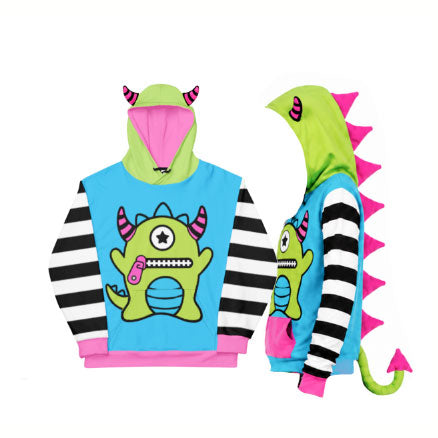 Zippy & Sheppy Monster Spiky Unisex Hoodie – Scene Emo Y2K Alternative Hoodie