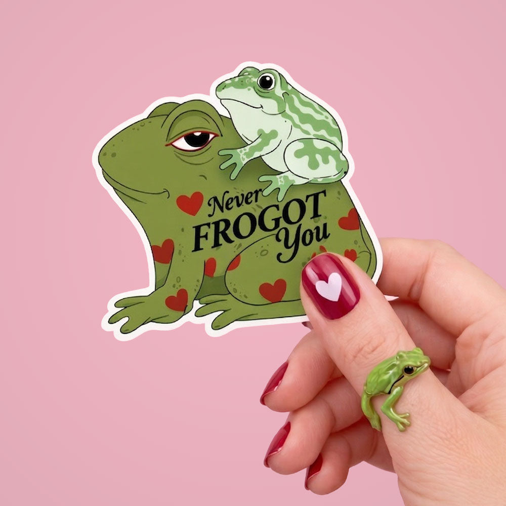 Never FROGOT You Sticker – Cute Frog Pun Die Cut Vinyl Sticker