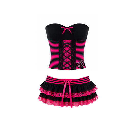 Scene Queen Lace Tube Top & Ruffle Skirt Set