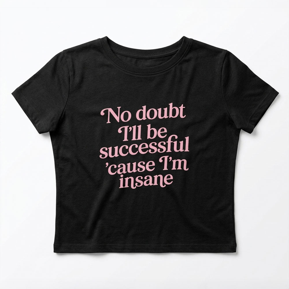 No Doubt Graphic Baby Tee – Fitted Black Statement Shirt