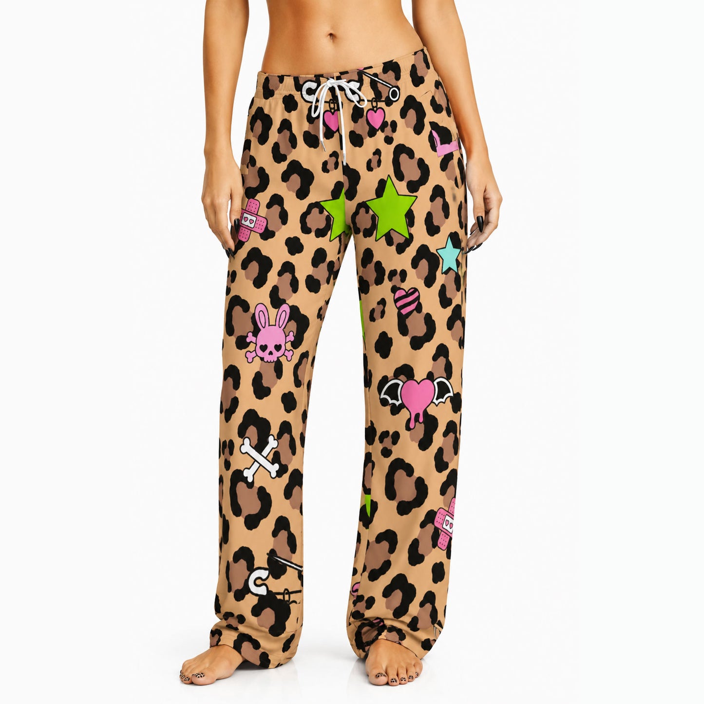 Leopard Goth Emo Women's Cotton Pajama Pants