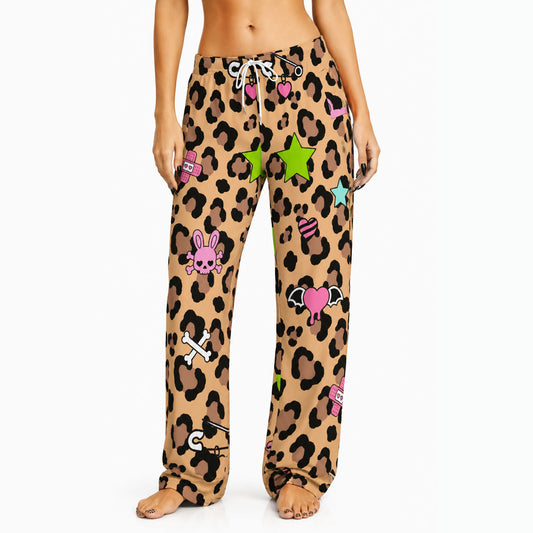Leopard Goth Emo Women's Cotton Pajama Pants