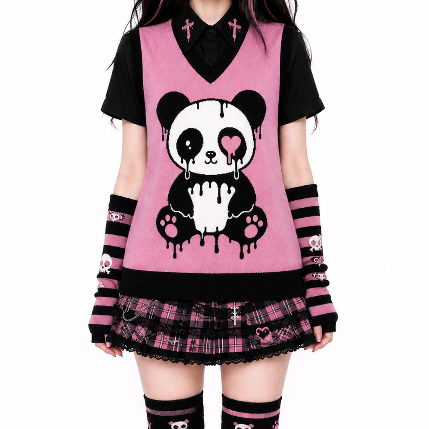 Creepy Cute Panda Knit Sweater Vest (XS–3XL)