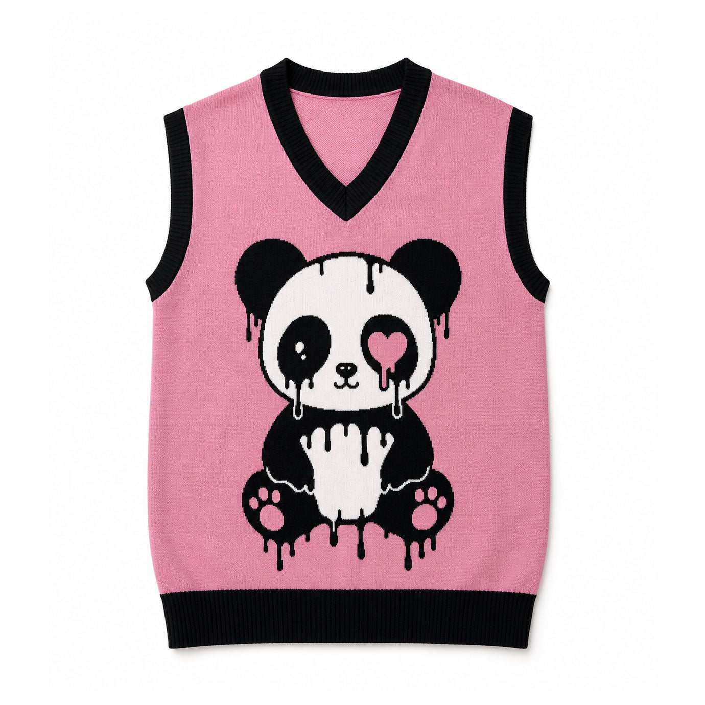 Creepy Cute Panda Knit Sweater Vest (XS–3XL)