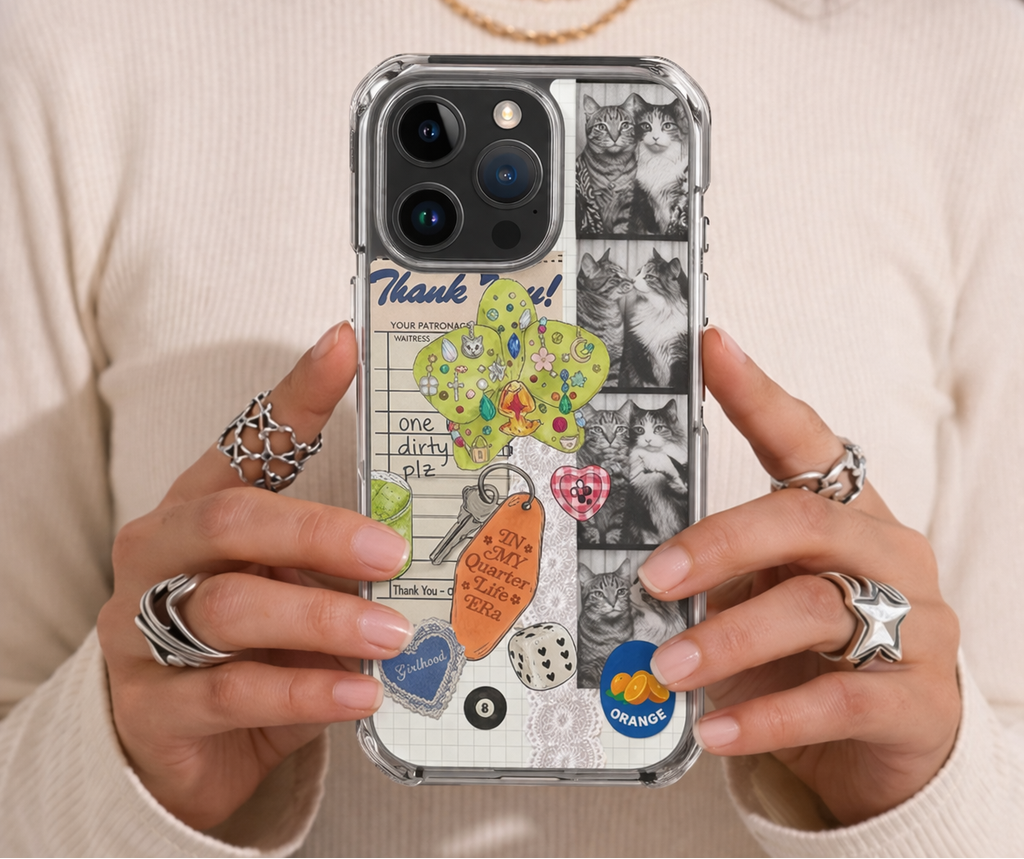 Cat Photobooth Junk Journal Phone Case – Durable MagSafe Protective Case