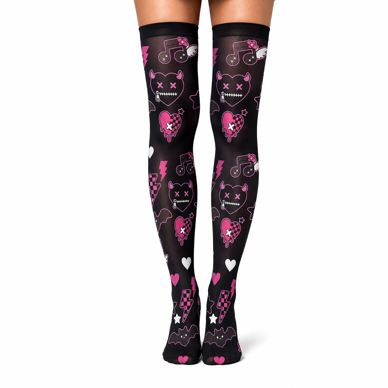 Devil Heart Scene Kid Knee High Stockings