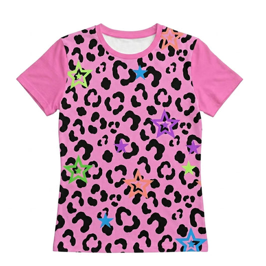 Pink Leopard Scene Star Women’s Cotton T-Shirt