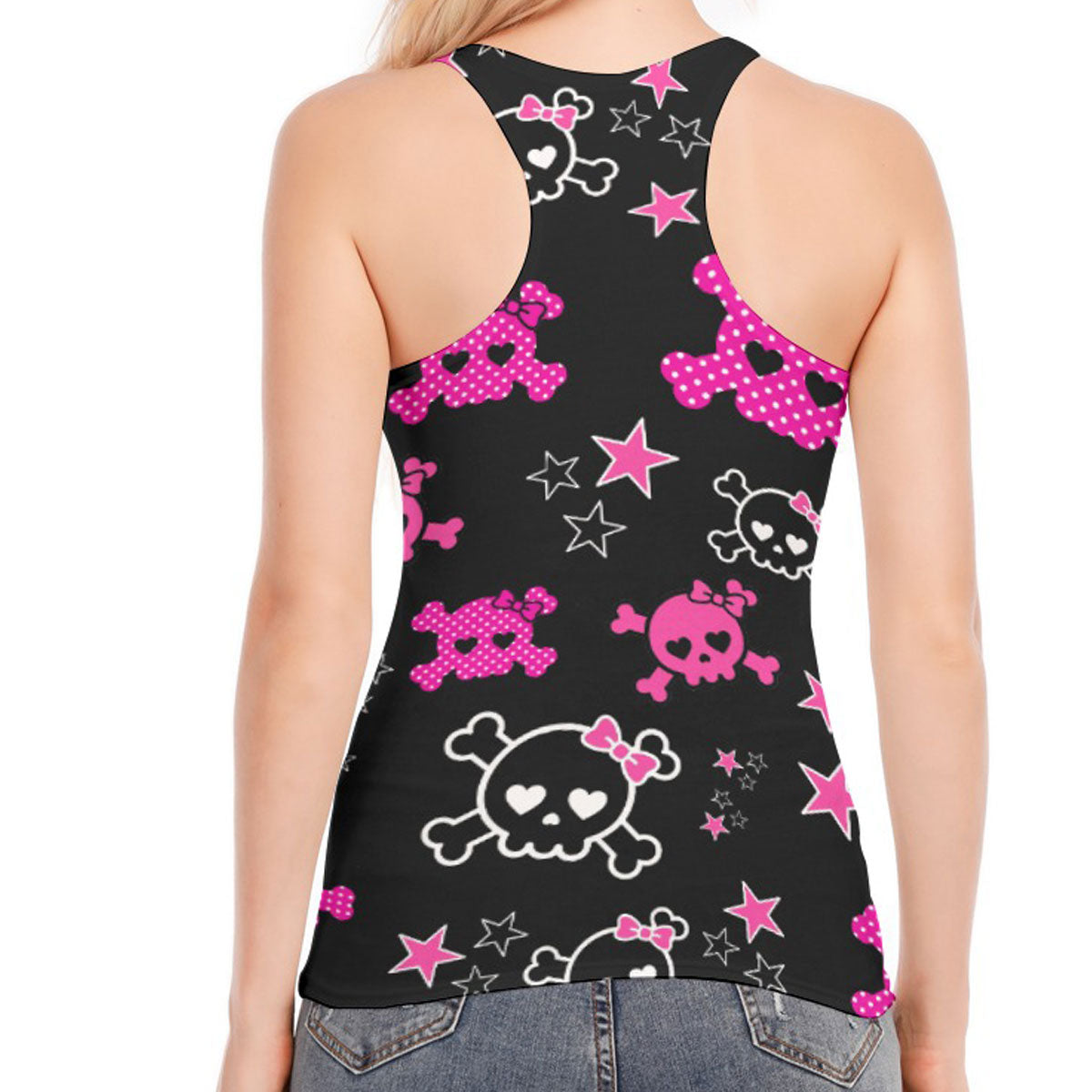 Dead Cute Pink Skull & Star Cotton Racerback Tank Top – Scene Emo Y2K