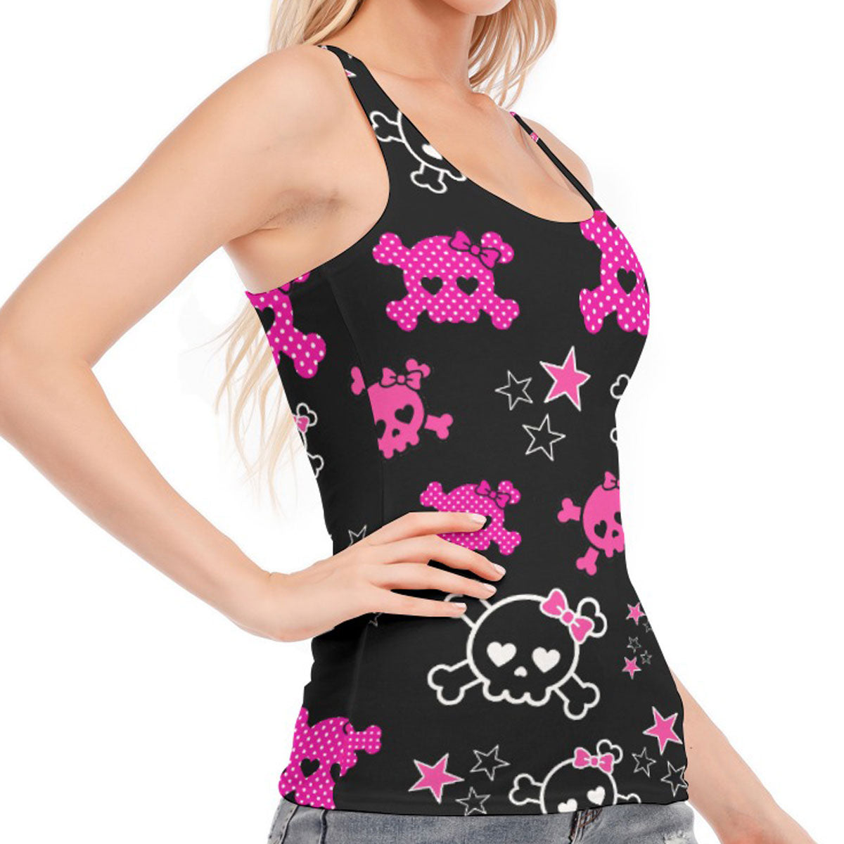 Dead Cute Pink Skull & Star Cotton Racerback Tank Top – Scene Emo Y2K