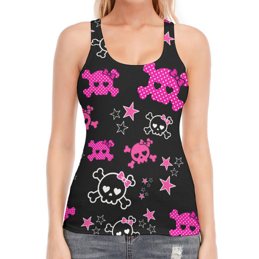 Dead Cute Pink Skull & Star Cotton Racerback Tank Top – Scene Emo Y2K