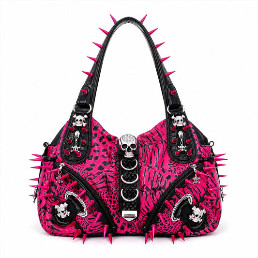 Pink Punk Spike Skull Shoulder Bag – Scene Emo Goth Purse