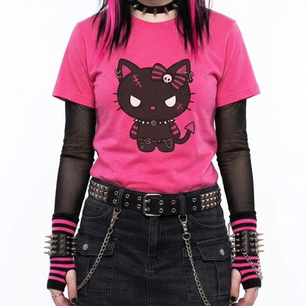 Punk Devil Kitty Cotton Unisex T-Shirt (S to 3XL)