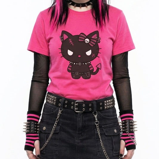 Punk Devil Kitty Cotton Unisex T-Shirt (S to 3XL)