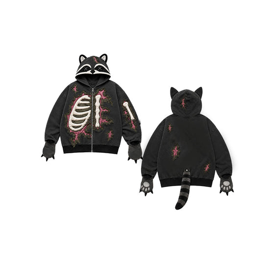 Zombie Raccoon Skeleton Hoodie