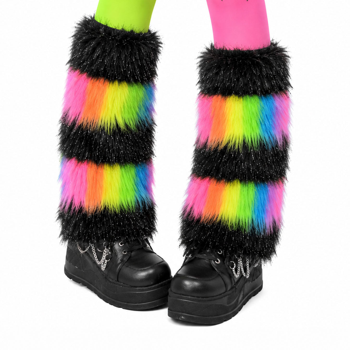 Rainbow Furry Leg Warmers