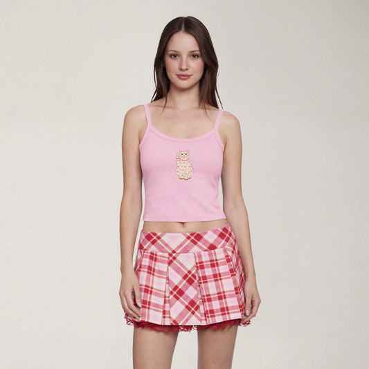 Rude but Cute Lucky Cat Ribbed Crop Tank