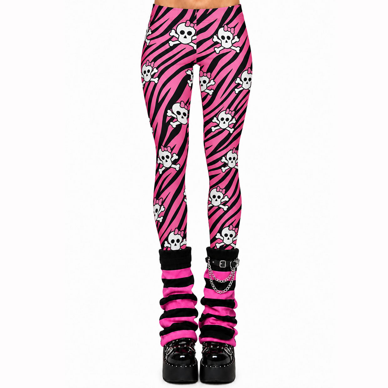 Pink Skull Zebra Scene Kid Leggings