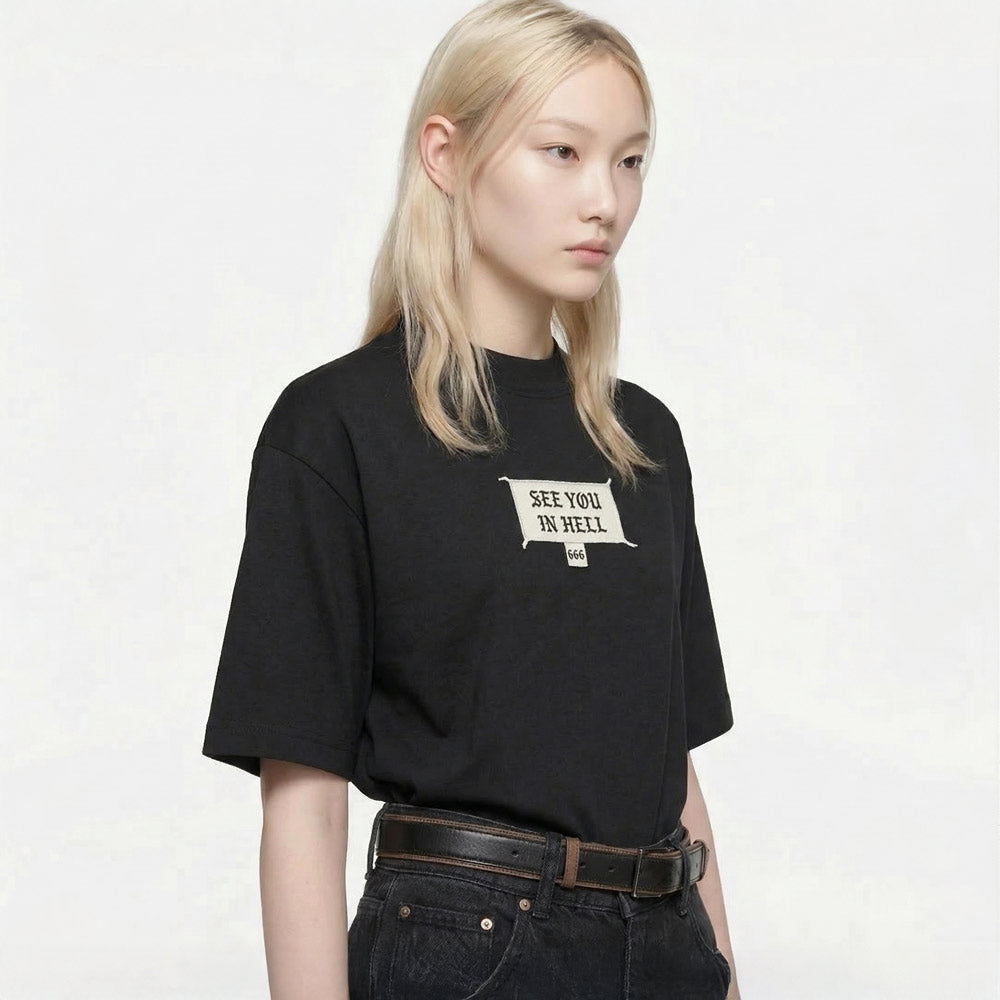Unisex organic oversized high neck t-shirt