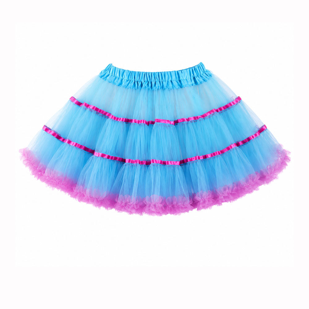 Pink & Blue Scene Queen Tulle Petticoat Skirt – Y2K Rave Tutu Mini Skirt
