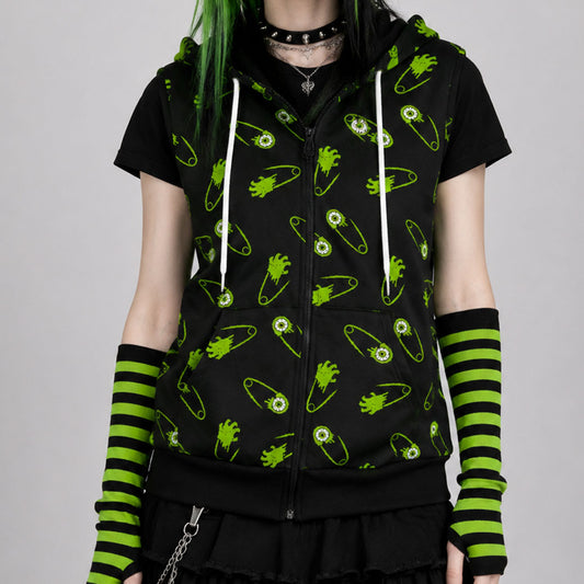 Alien Zombie Safety Pin Unisex Hooded Vest (XS–5XL)