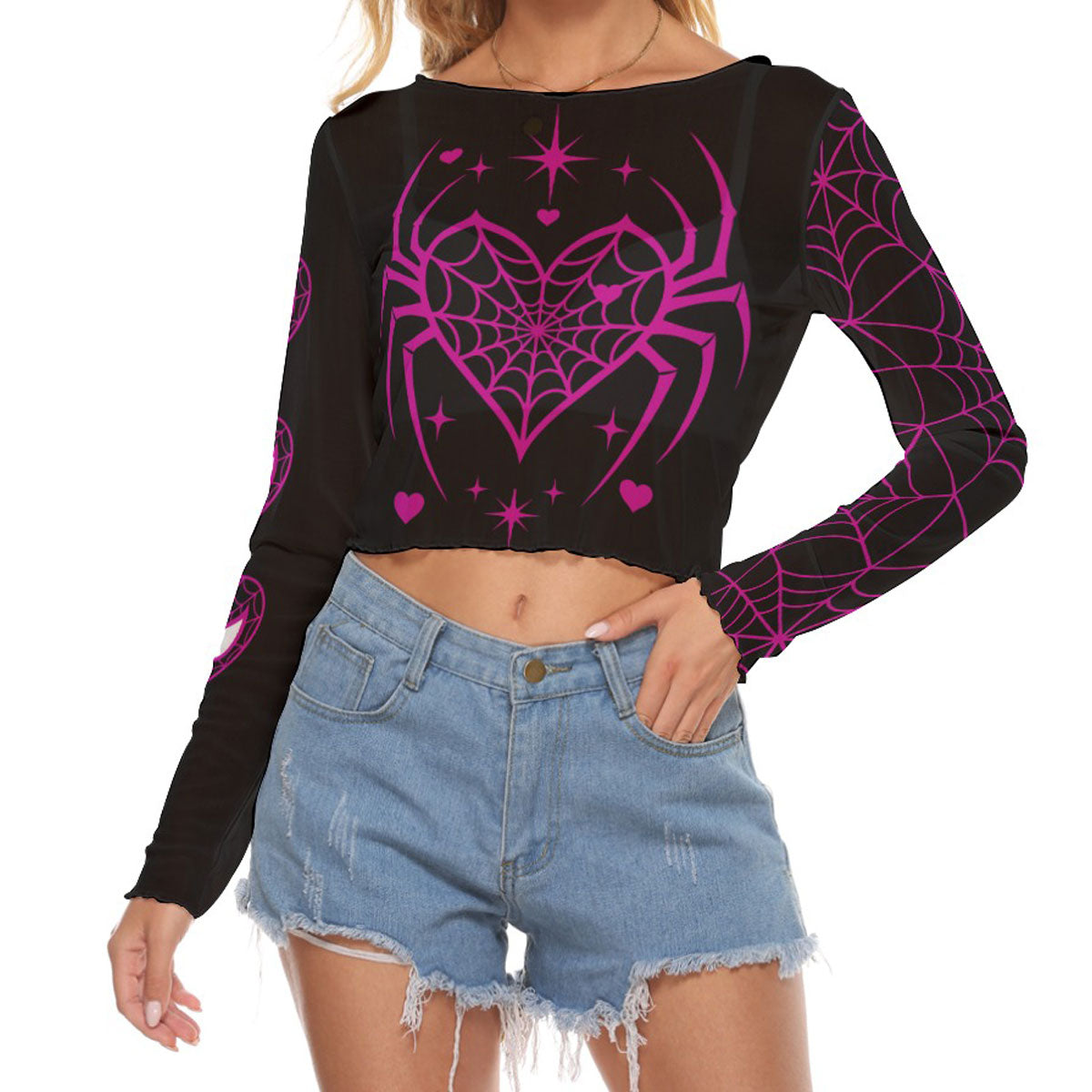 Spider Alien Heart Mesh Top
