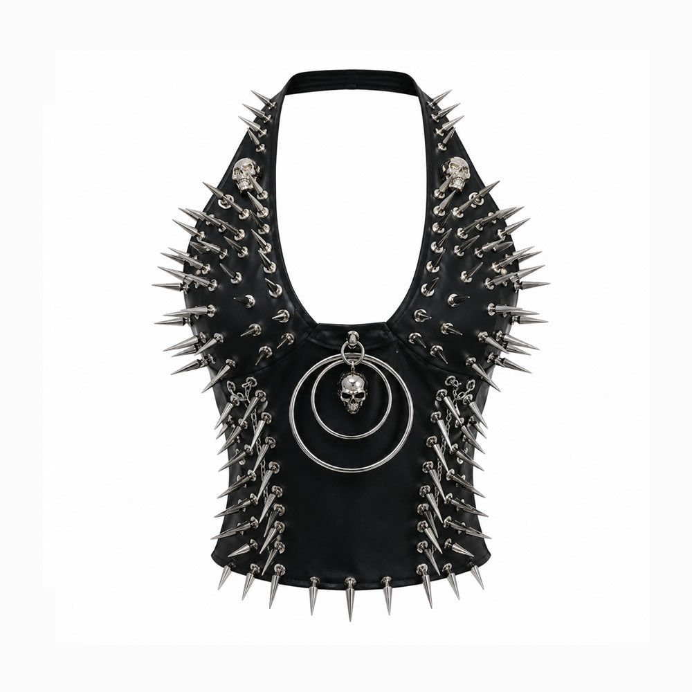 Spiked Skull Ring Halter Top