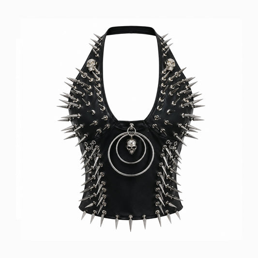 Spiked Skull Ring Halter Top