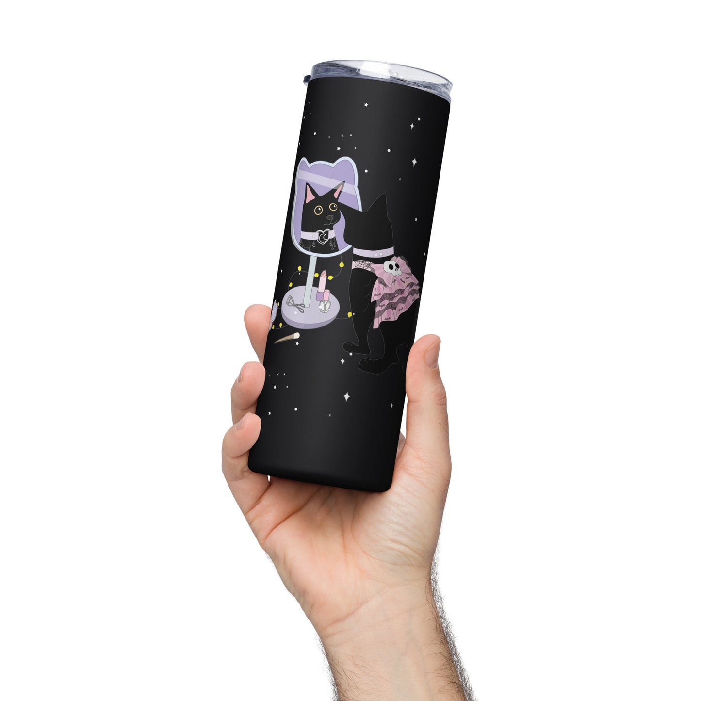 Pastel Goth Kitty is ready for a dinner date Stainless steel tumbler