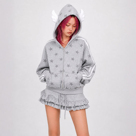 Grey Star Angel Zip Hoodie