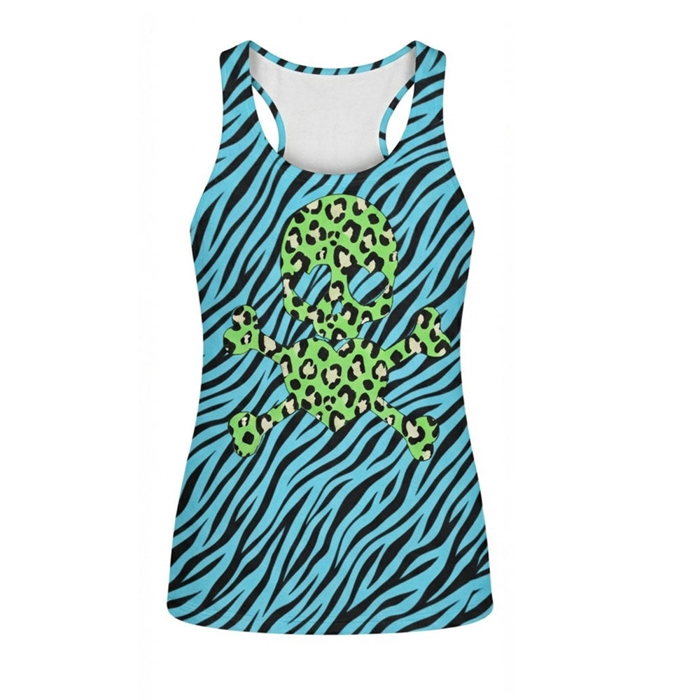 Leopard Skull Zebra Racer Tank
