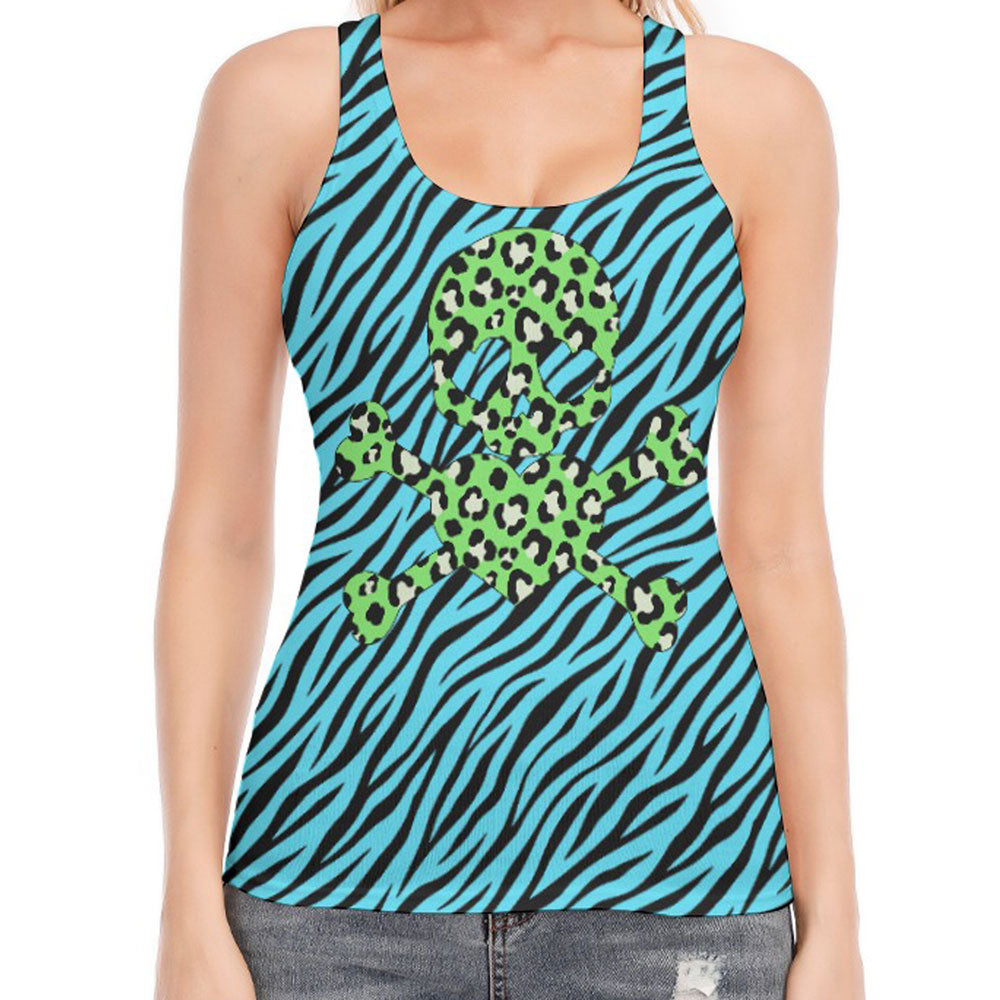 Leopard Skull Zebra Racer Tank