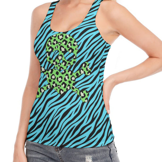 Leopard Skull Zebra Racer Tank