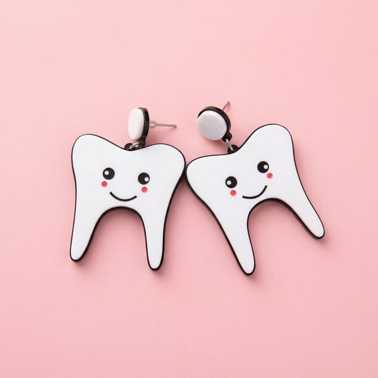 Smiling Tooth Acrylic Drop Earrings