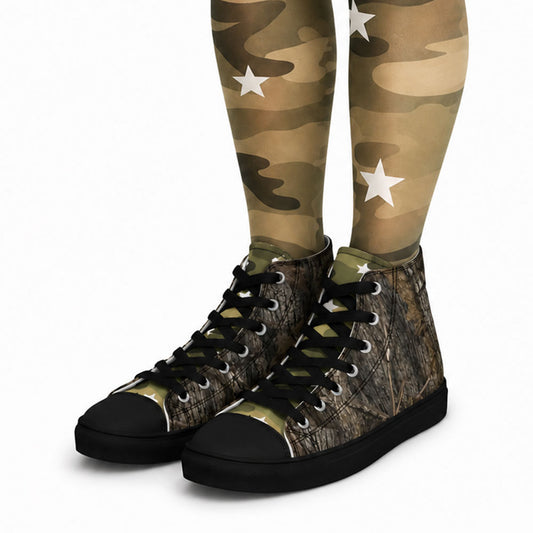 Tree Camo Star High Top Canvas Shoes – Y2K Grunge Alt Sneakers