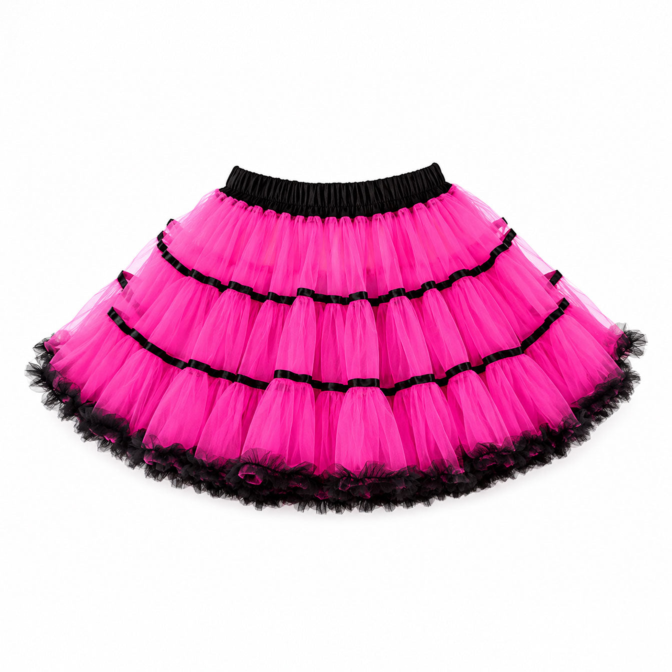 Pink & Black Scene Queen Tulle Petticoat Skirt – Y2K Rave Tutu Mini Skirt