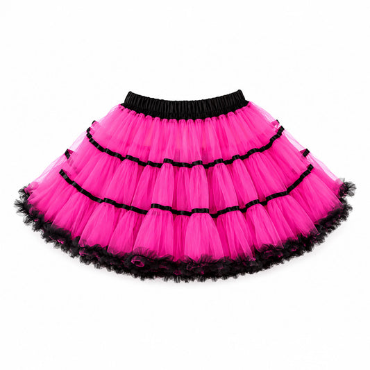 Pink & Black Scene Queen Tulle Petticoat Skirt – Y2K Rave Tutu Mini Skirt
