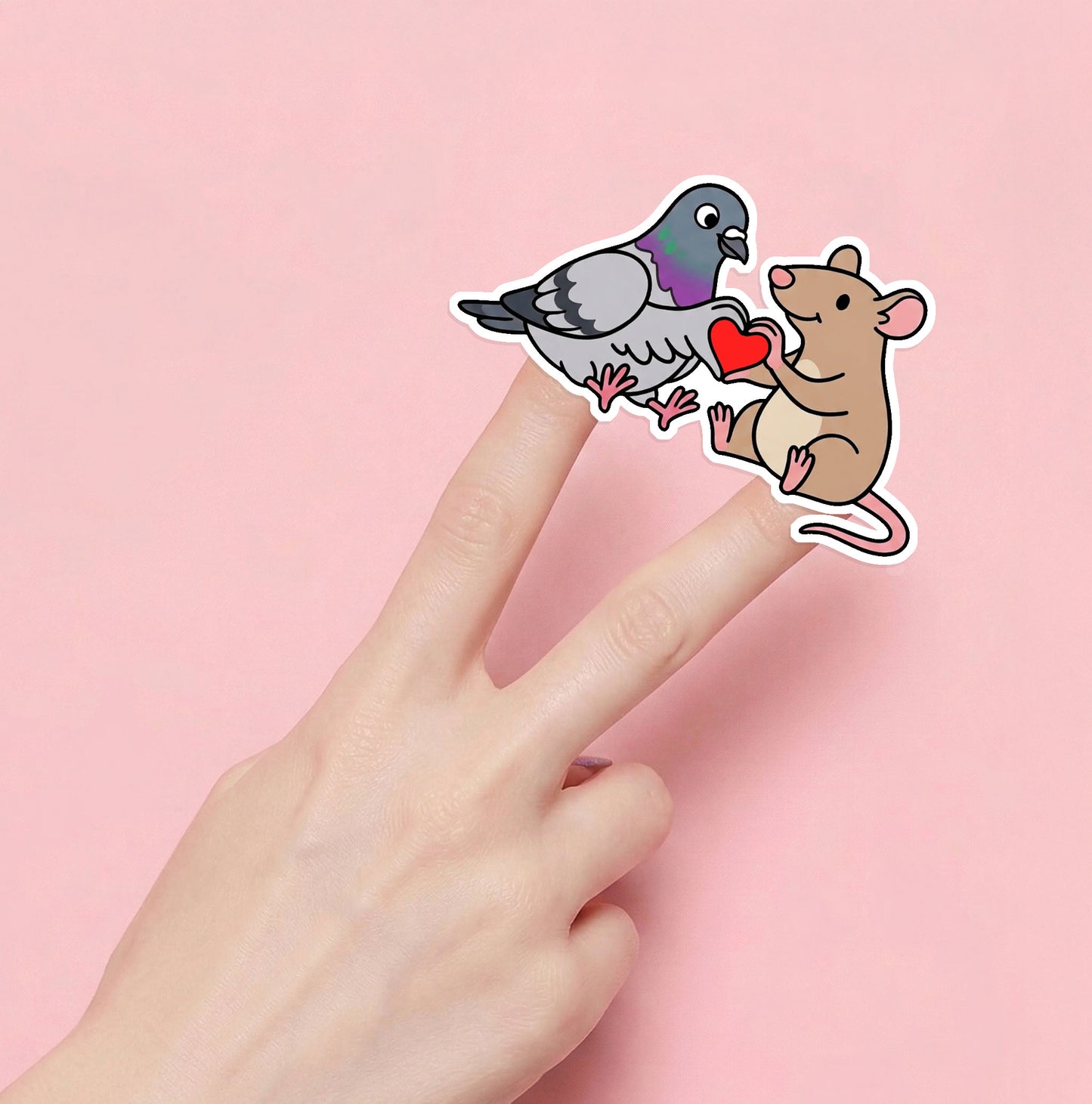 Love the Unloved Sticker – Pigeon & Mouse Heart Cute Vinyl Decal