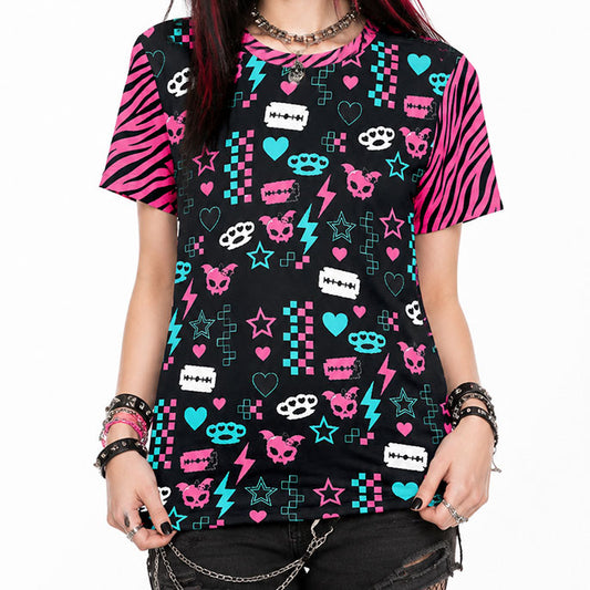 Scene Queen Chaos Print Cotton Women's T-Shirt (S–9XL)