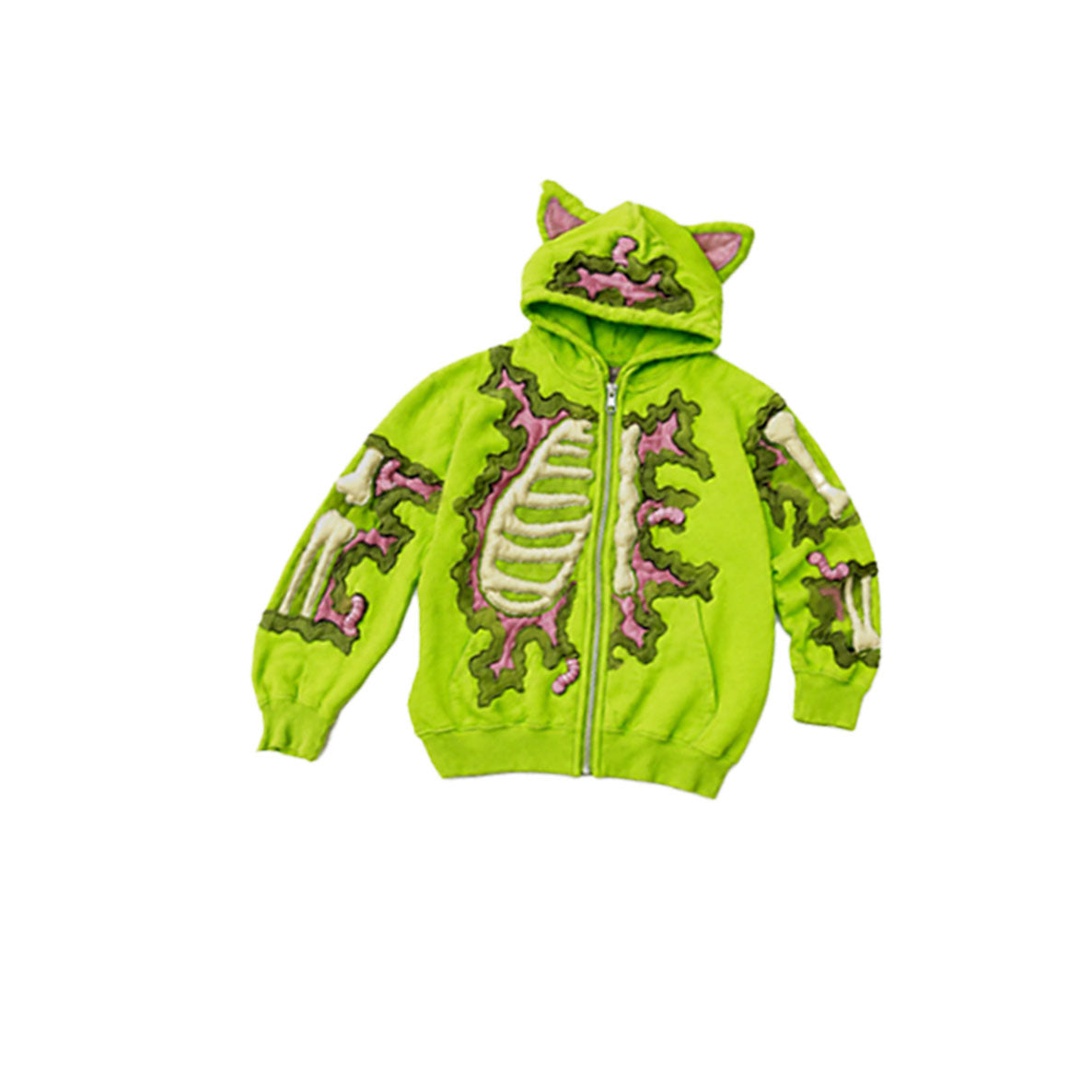 Neon Zombie Cat Skeleton Oversized Hoodie