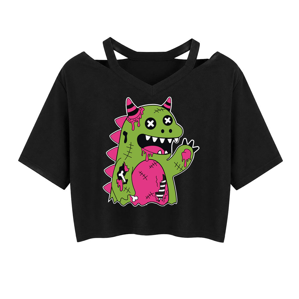 Zombie Dino Cutout Crop Top