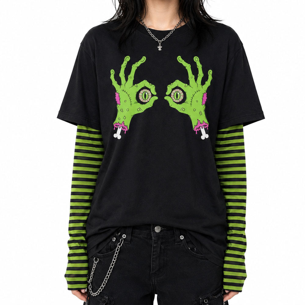 Alien Eyeball Zombie Hands Cotton Unisex T-Shirt (XS–5XL)