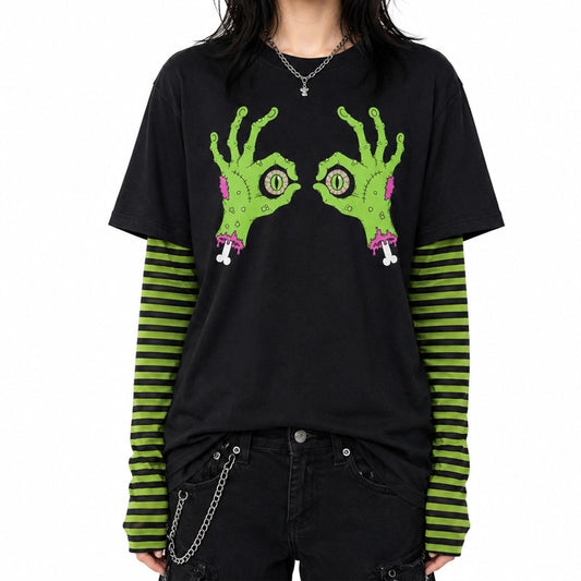 Alien Eyeball Zombie Hands Cotton Unisex T-Shirt (XS–5XL)