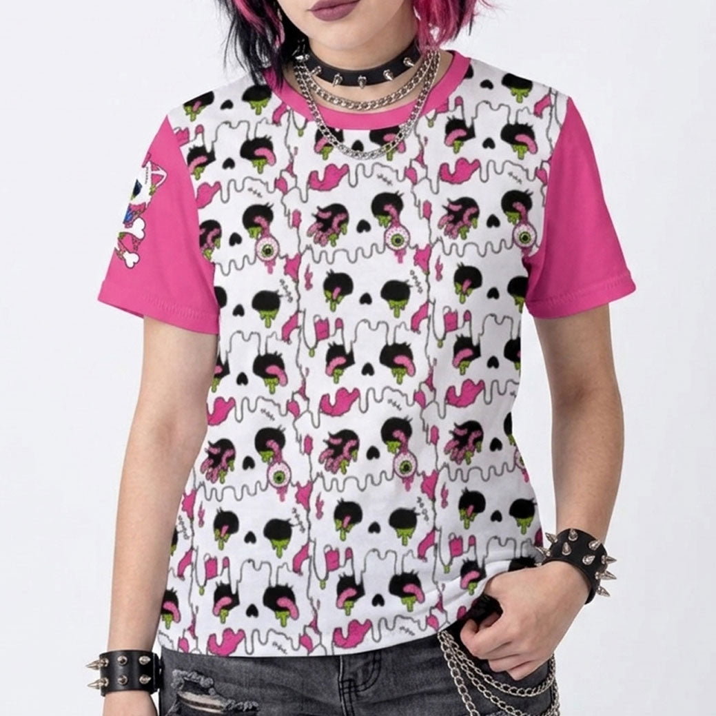 Zombie Kitty Melt All-Over Print Unisex Tee (XS–5XL)