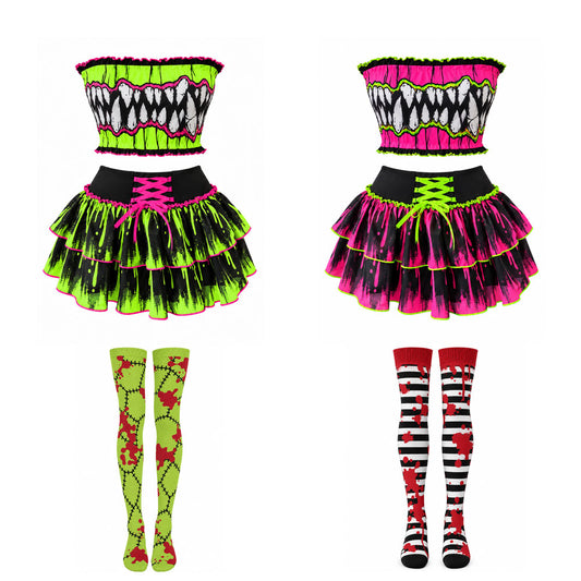 Zombie Teeth Tube Top & Ruffle Skirt Set