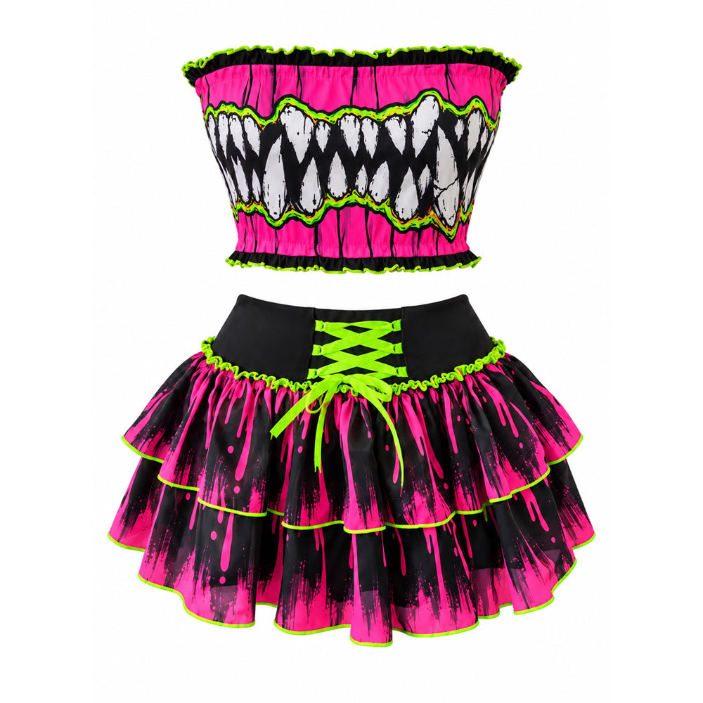 Zombie Teeth Tube Top & Ruffle Skirt Set