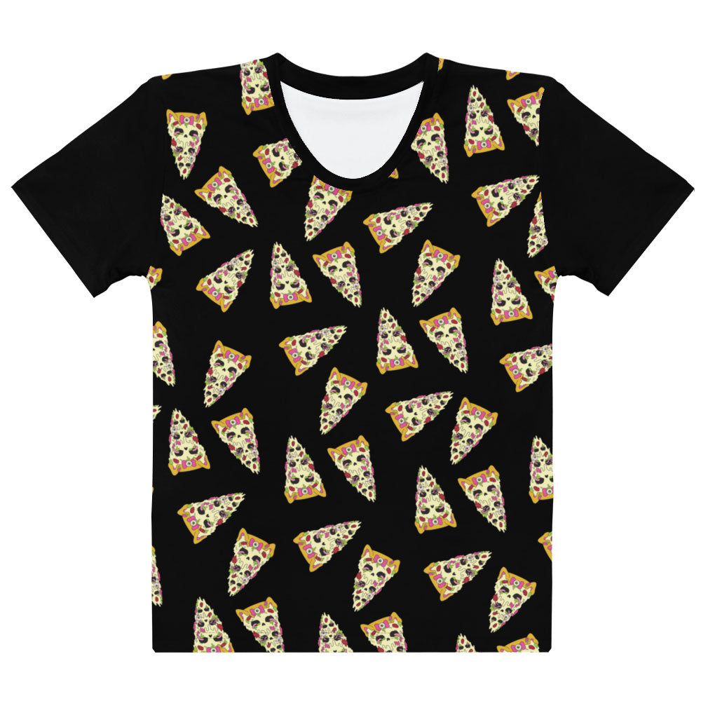 Zombie Kitty Pizza All-Over Print Women's Cotton Tee (S–9XL)