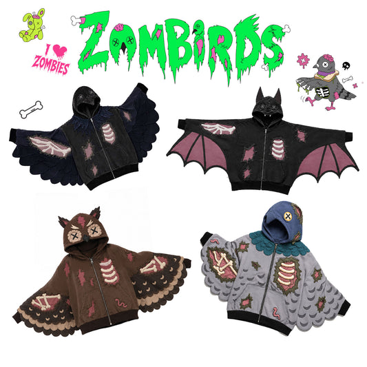 ZOMBIRDS Zombie Skeleton Wing Hoodie